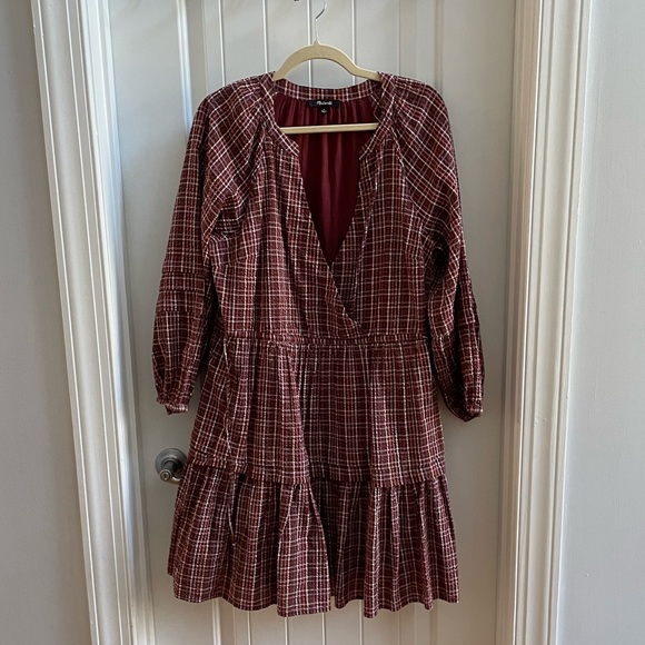 Madewell Dresses & Skirts - Madewell Red Ruffled Tiered Sundress with Bishop Sleeves